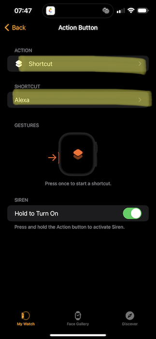 Action button config